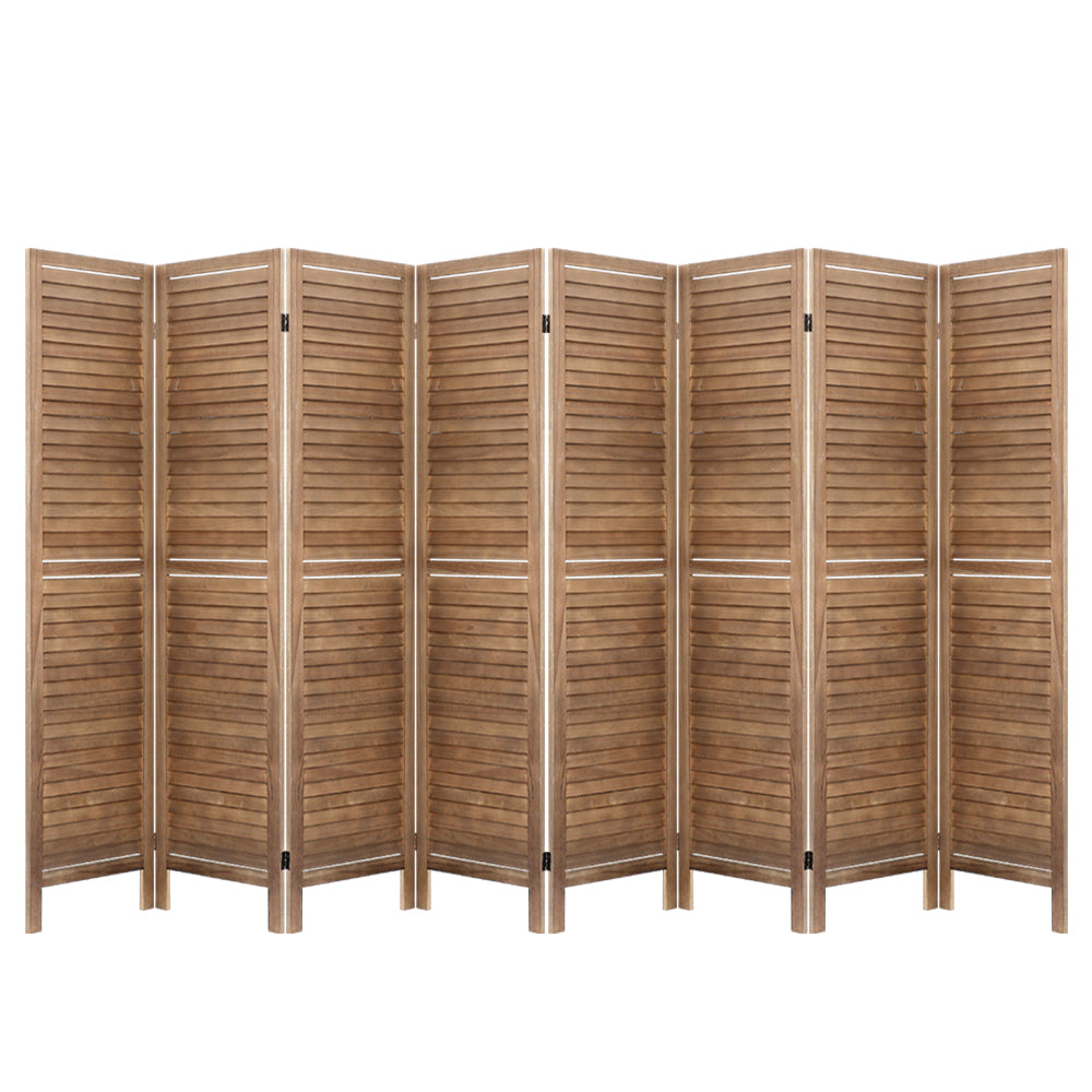 Room Dividers: Artiss 8 Panel Room Divider Screen 326x170cm Louver Oak
