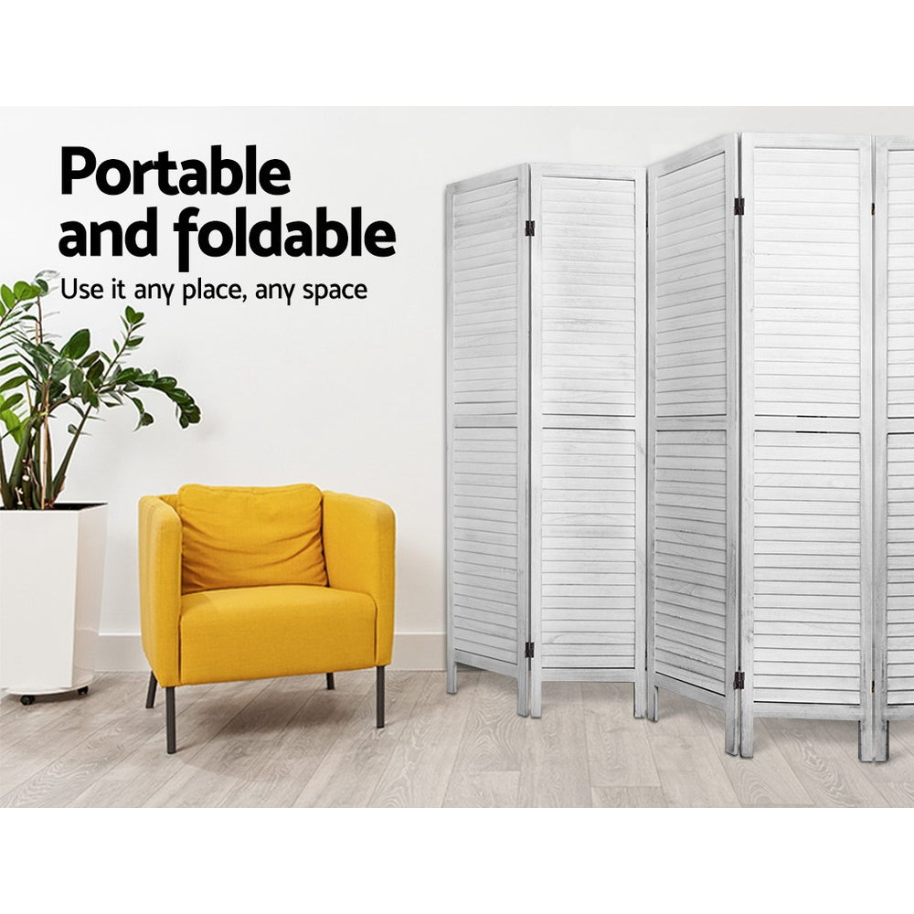 Room Dividers: Artiss 8 Panel Room Divider Screen 326x170cm Louver White