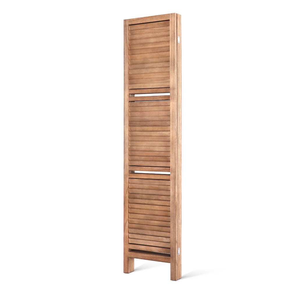 Room Dividers: Artiss 4 Panel Room Divider Screen 163x170cm Shelf Oak