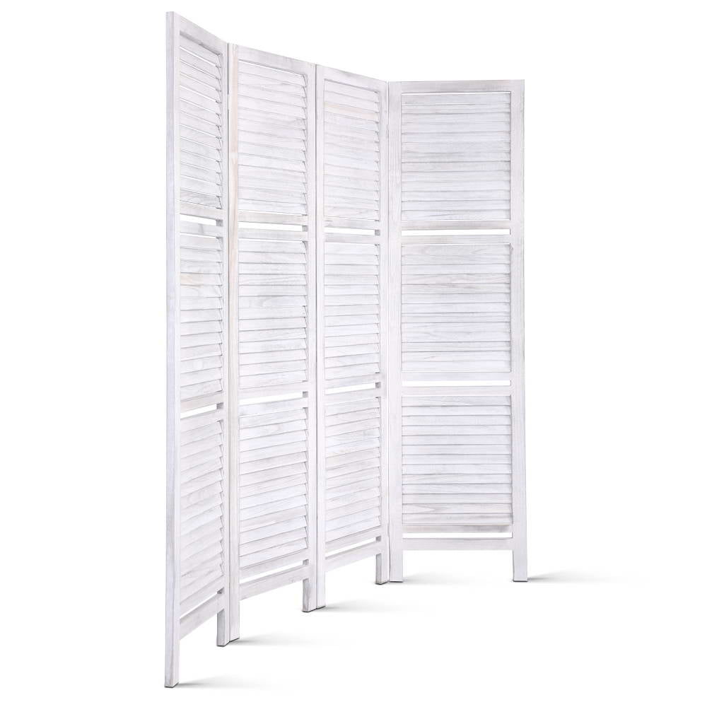 Room Dividers: Artiss 4 Panel Room Divider Screen 163x170cm Shelf White