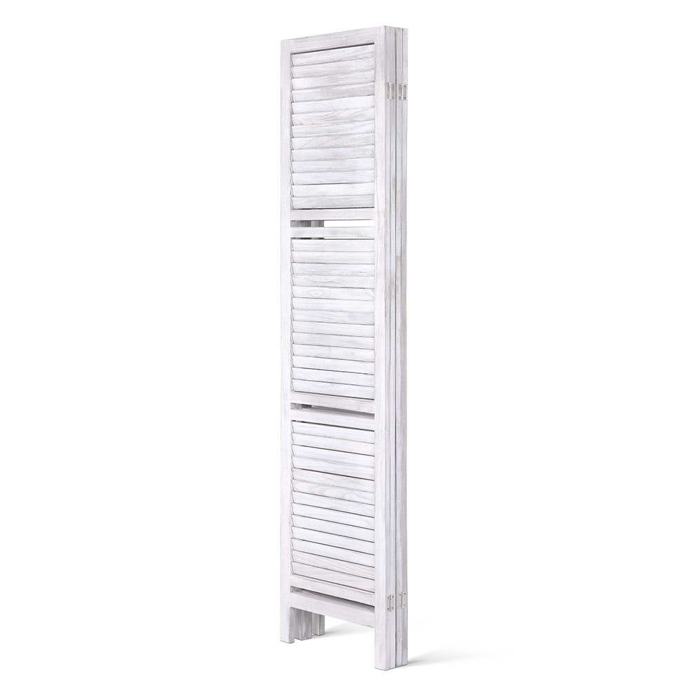 Room Dividers: Artiss 4 Panel Room Divider Screen 163x170cm Shelf White