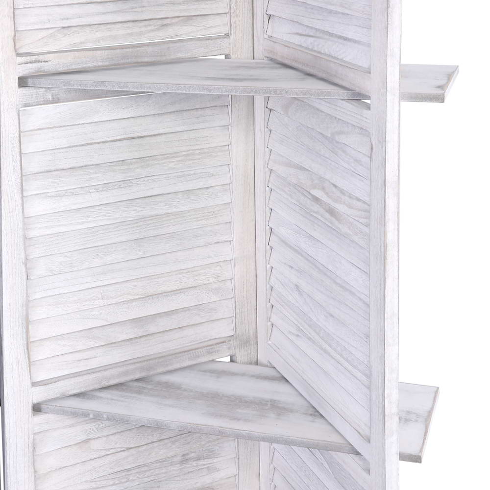 Room Dividers: Artiss 4 Panel Room Divider Screen 163x170cm Shelf White