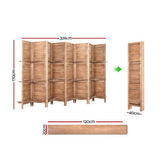 Room Dividers: Artiss 8 Panel Room Divider Screen 326x170cm Shelf Oak