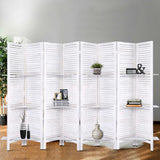 Room Dividers: Artiss 8 Panel Room Divider Screen 326x170cm Shelf White