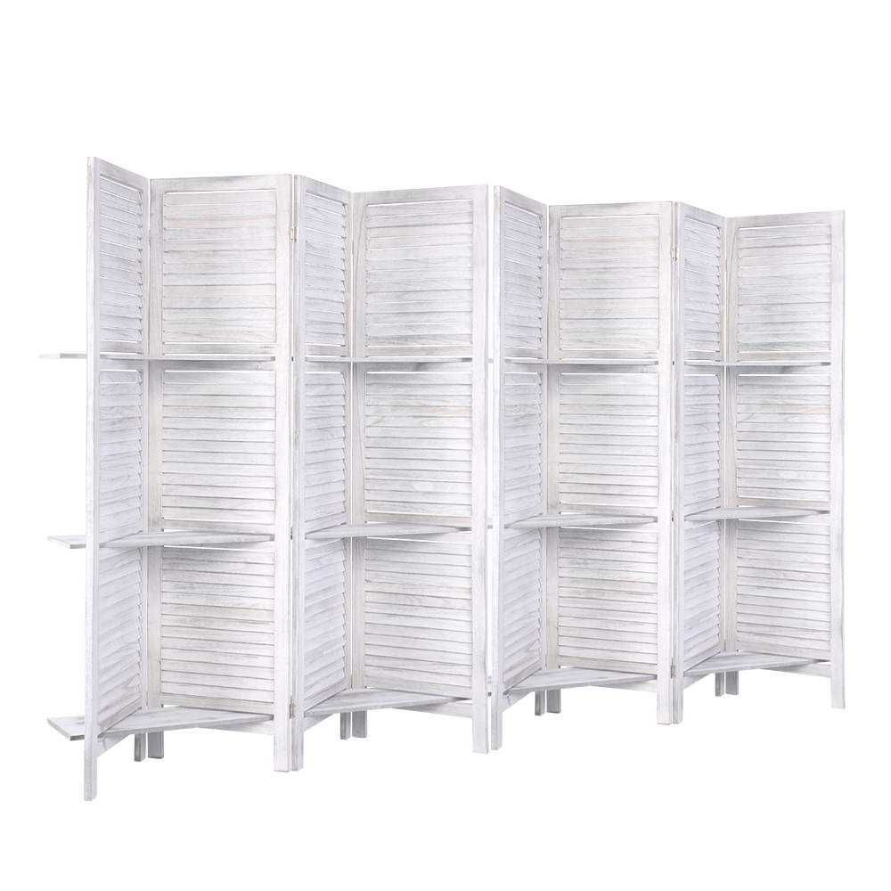 Room Dividers: Artiss 8 Panel Room Divider Screen 326x170cm Shelf White