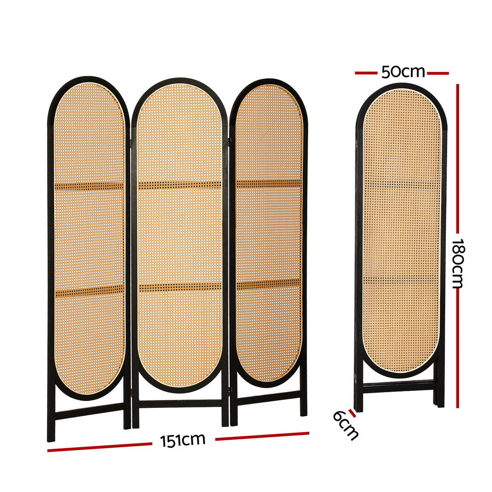Room Dividers: Artiss 3 Panel Room Divider Screen 151x180cm Rattan Brown