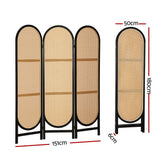 Room Dividers: Artiss 3 Panel Room Divider Screen 151x180cm Rattan Brown