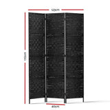 Room Dividers: Artiss 3 Panel Room Divider Screen 123x170cm Woven Black