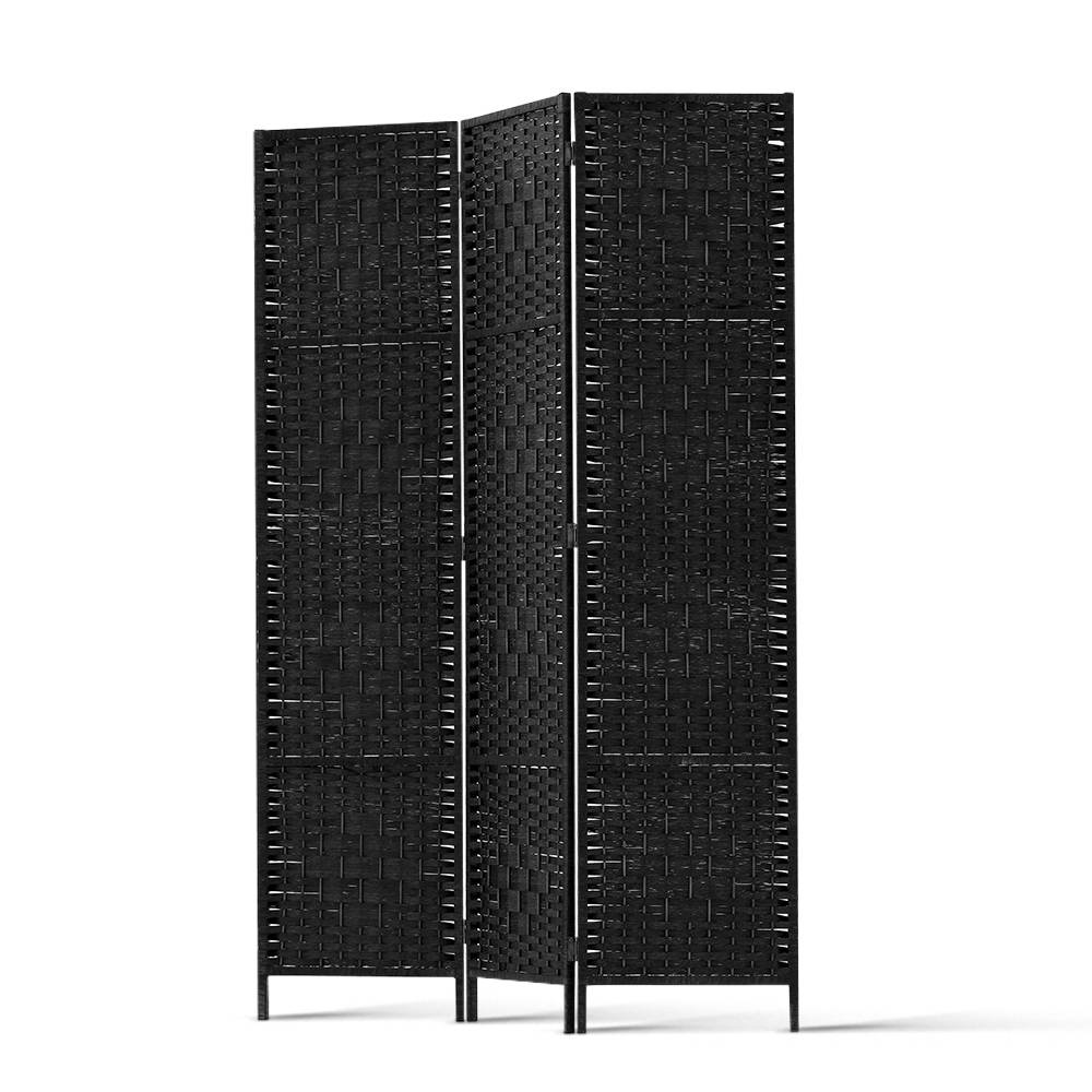 Room Dividers: Artiss 3 Panel Room Divider Screen 123x170cm Woven Black