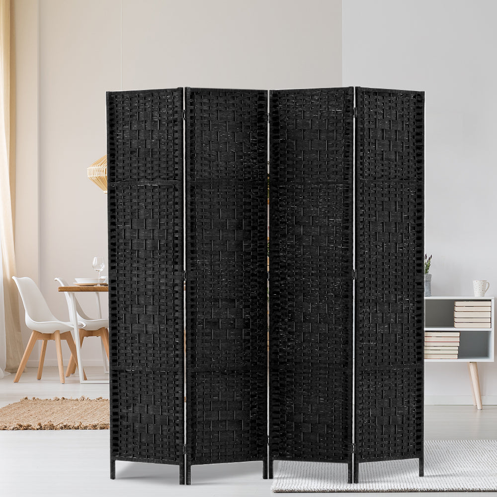 Room Dividers: Artiss 4 Panel Room Divider Screen 163x170cm Woven Black