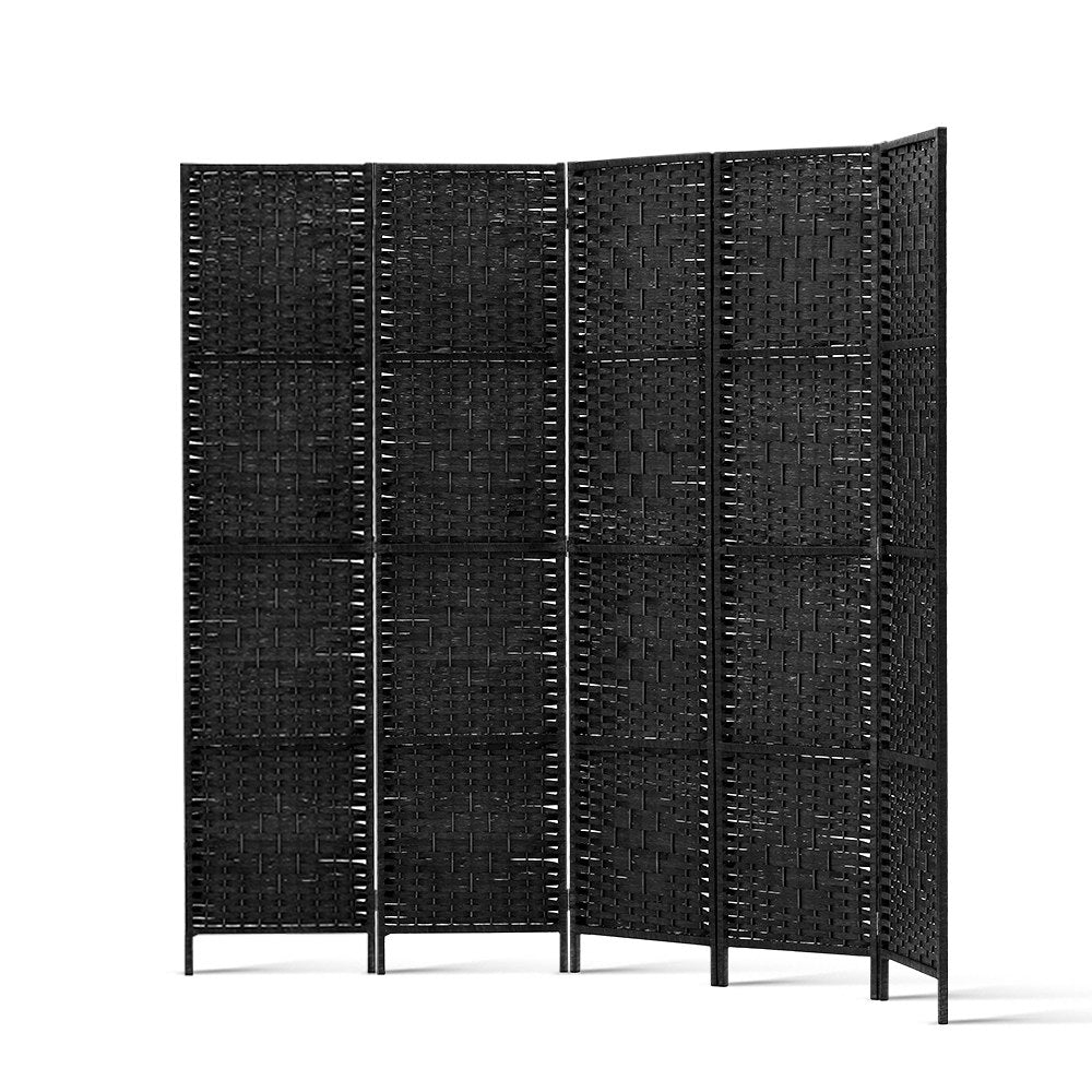 Room Dividers: Artiss 4 Panel Room Divider Screen 163x170cm Woven Black