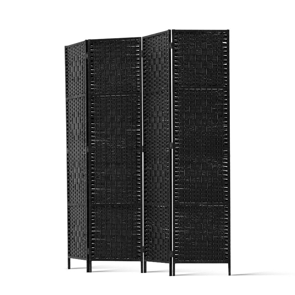 Room Dividers: Artiss 4 Panel Room Divider Screen 163x170cm Woven Black