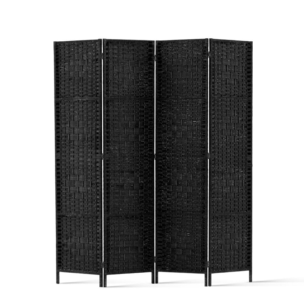 Room Dividers: Artiss 4 Panel Room Divider Screen 163x170cm Woven Black