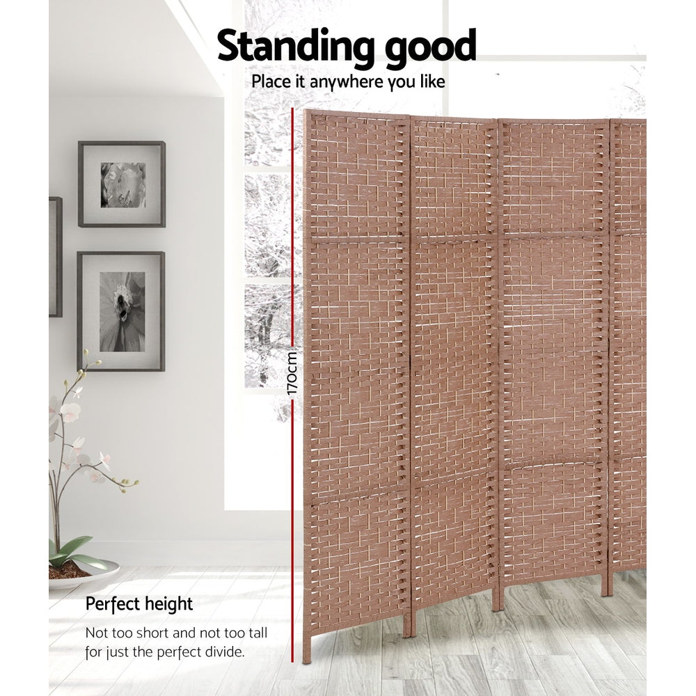 Room Dividers: Artiss 4 Panel Room Divider Screen 163x170cm Woven Natural