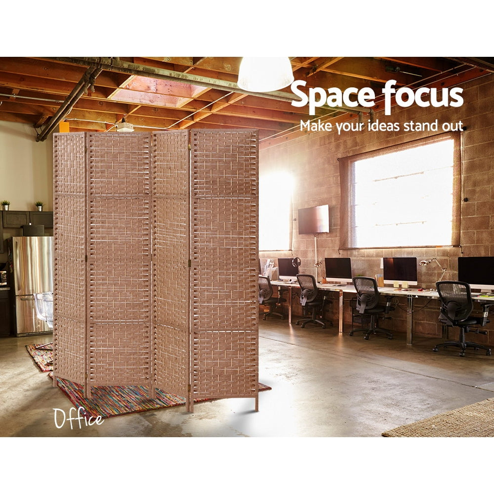 Room Dividers: Artiss 4 Panel Room Divider Screen 163x170cm Woven Natural