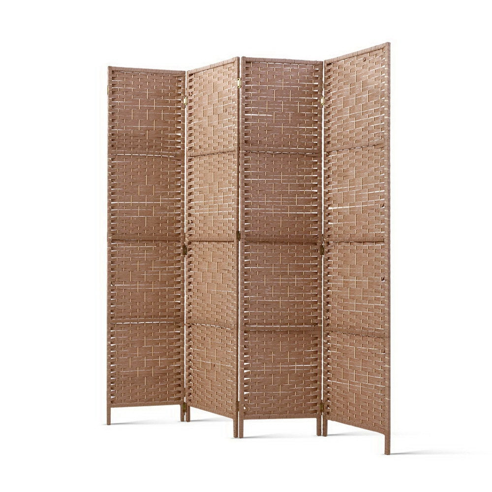 Room Dividers: Artiss 4 Panel Room Divider Screen 163x170cm Woven Natural