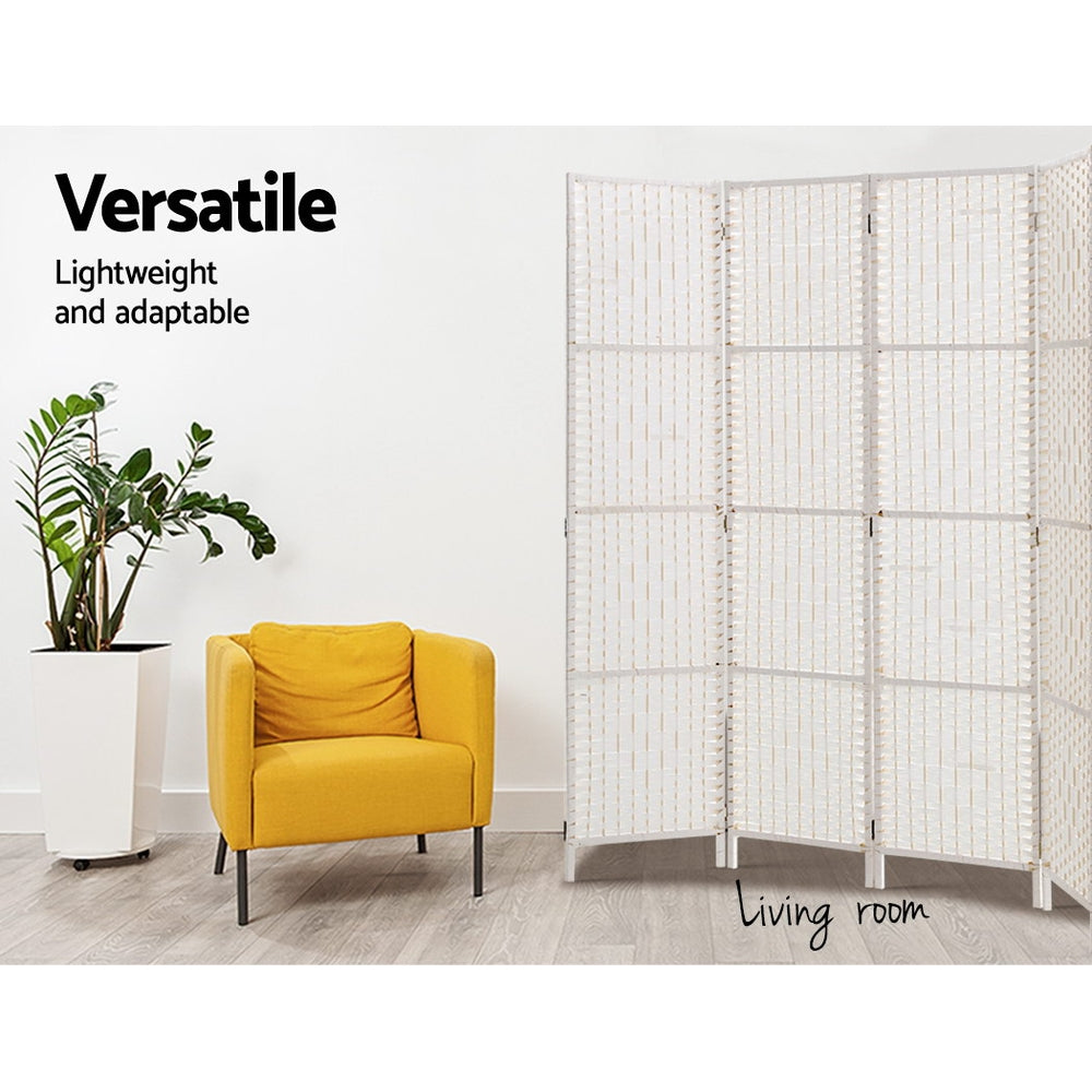 Room Dividers: Artiss 4 Panel Room Divider Screen 163x170cm Woven White