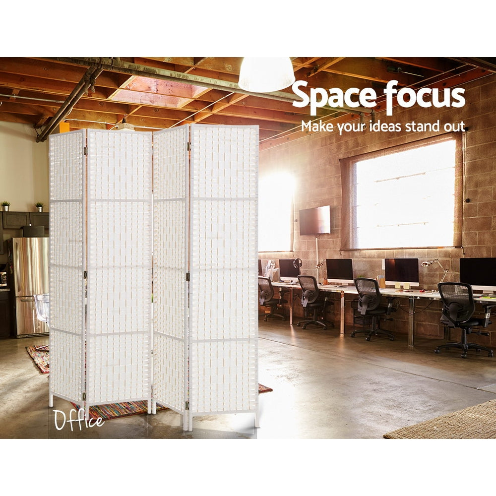 Room Dividers: Artiss 4 Panel Room Divider Screen 163x170cm Woven White