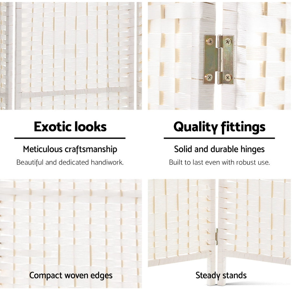 Room Dividers: Artiss 4 Panel Room Divider Screen 163x170cm Woven White