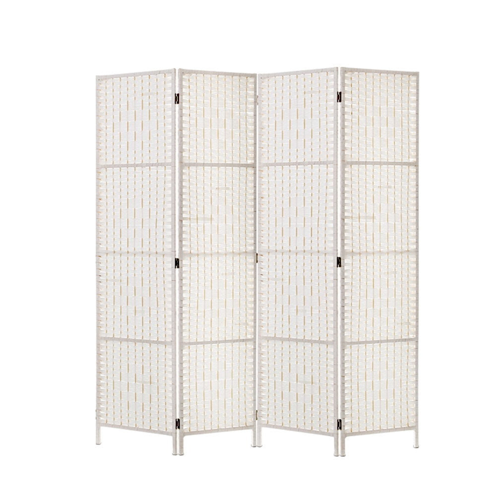 Room Dividers: Artiss 4 Panel Room Divider Screen 163x170cm Woven White