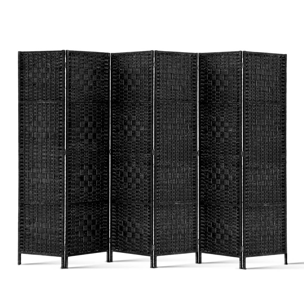 Room Dividers: Artiss 6 Panel Room Divider Screen 245x170cm Woven Black