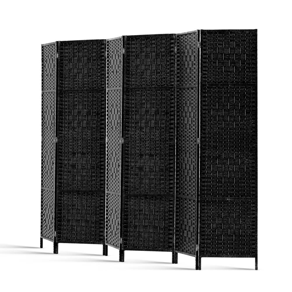 Room Dividers: Artiss 6 Panel Room Divider Screen 245x170cm Woven Black