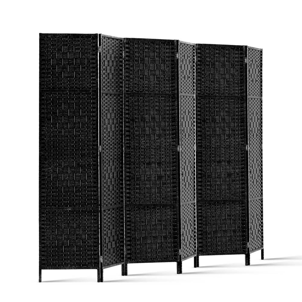 Room Dividers: Artiss 6 Panel Room Divider Screen 245x170cm Woven Black
