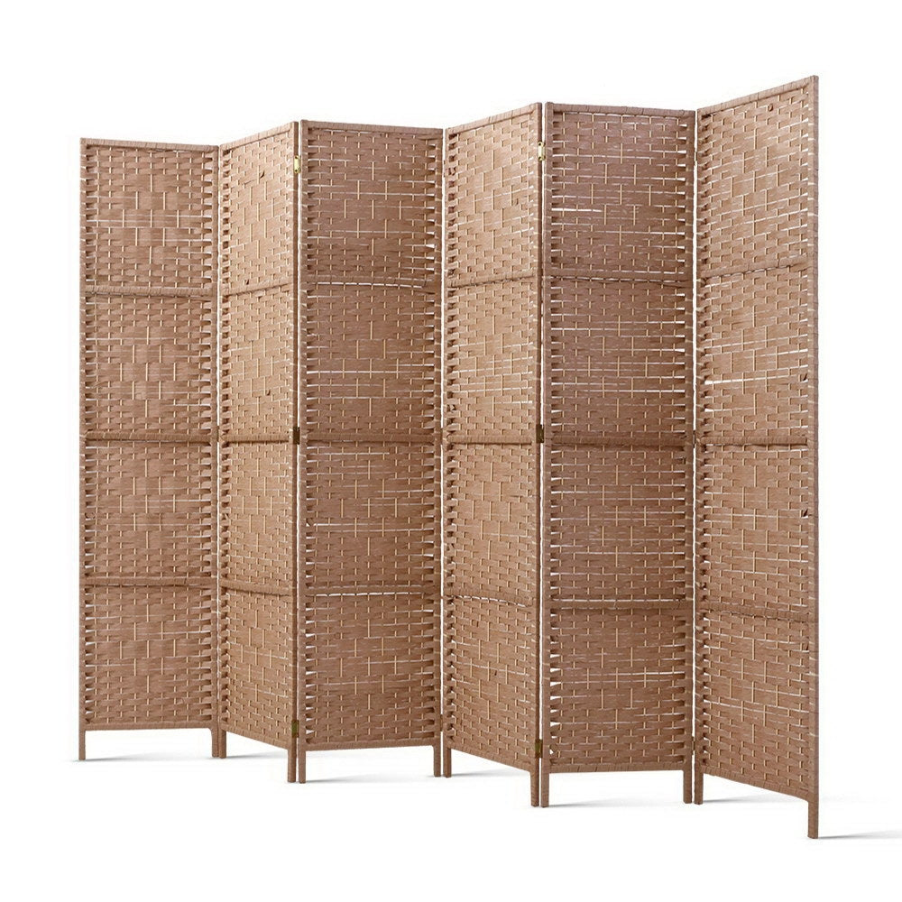 Room Dividers: Artiss 6 Panel Room Divider Screen 245x170cm Woven Natural