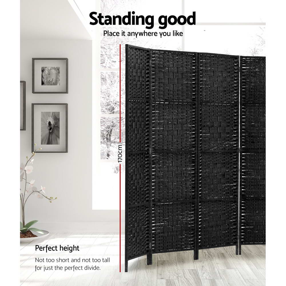 Room Dividers: Artiss 8 Panel Room Divider Screen 326x170cm Woven Black