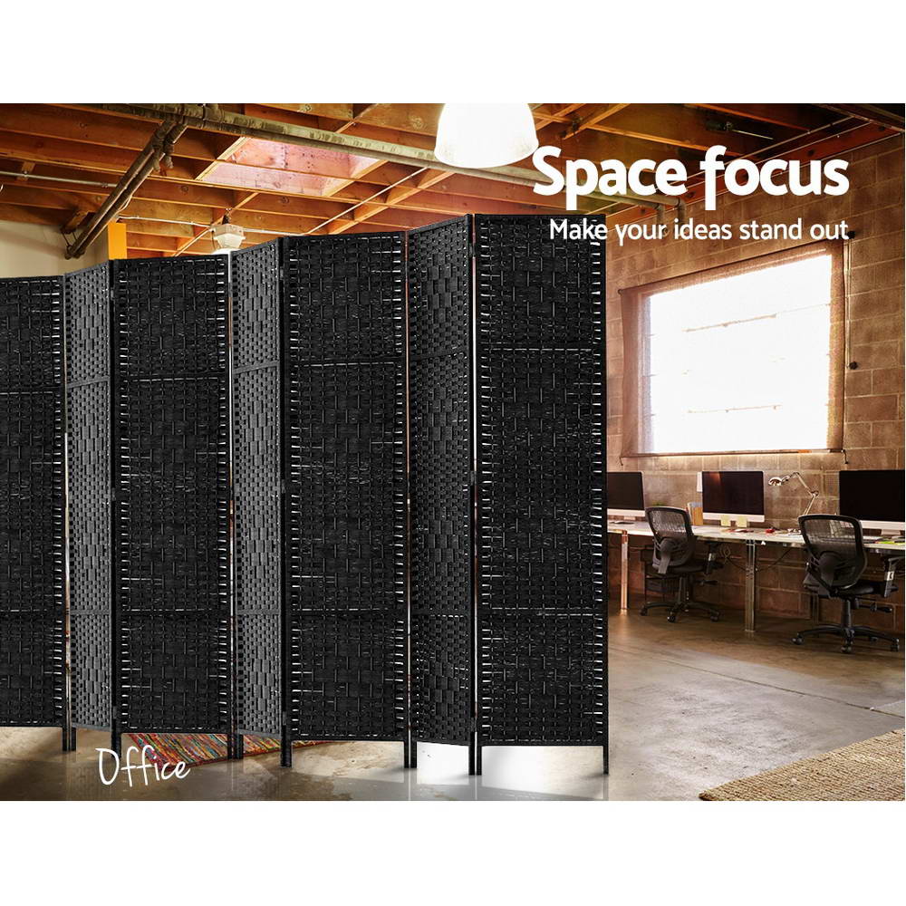 Room Dividers: Artiss 8 Panel Room Divider Screen 326x170cm Woven Black