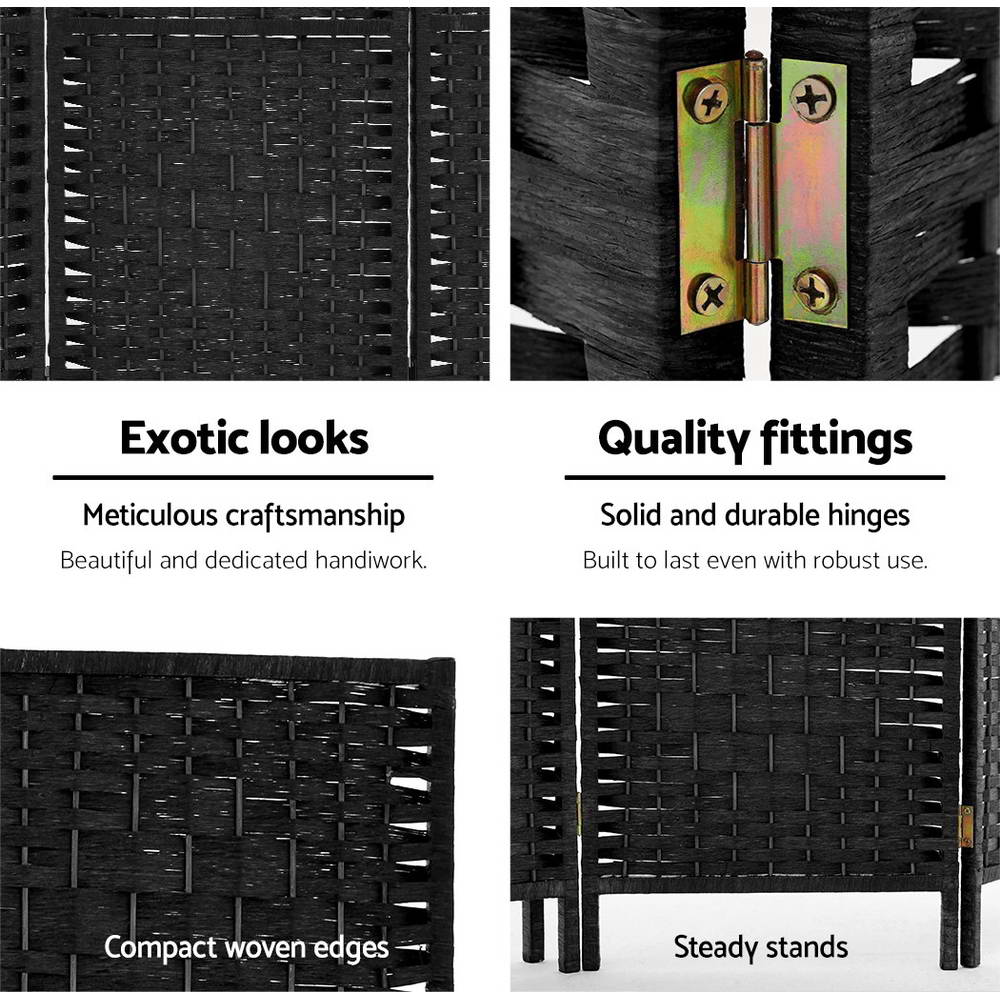 Room Dividers: Artiss 8 Panel Room Divider Screen 326x170cm Woven Black
