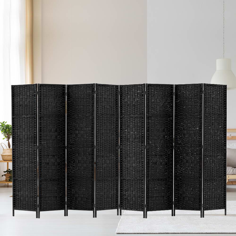 Room Dividers: Artiss 8 Panel Room Divider Screen 326x170cm Woven Black