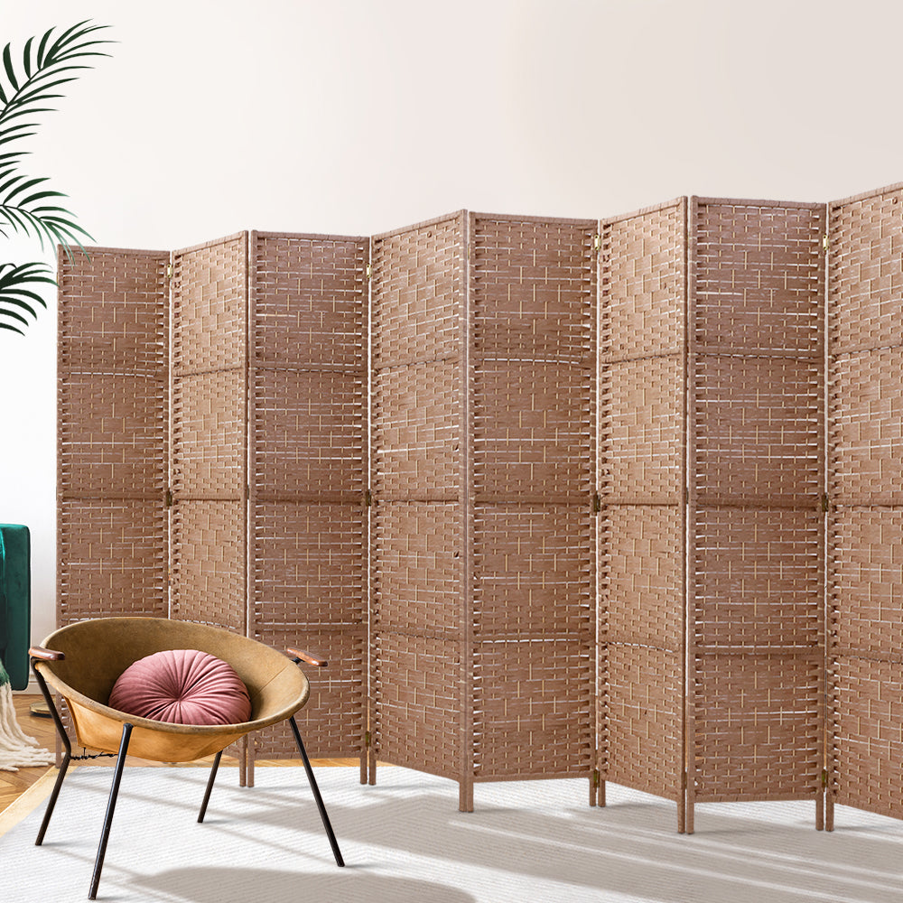 Room Dividers: Artiss 8 Panel Room Divider Screen 326x170cm Woven Natural
