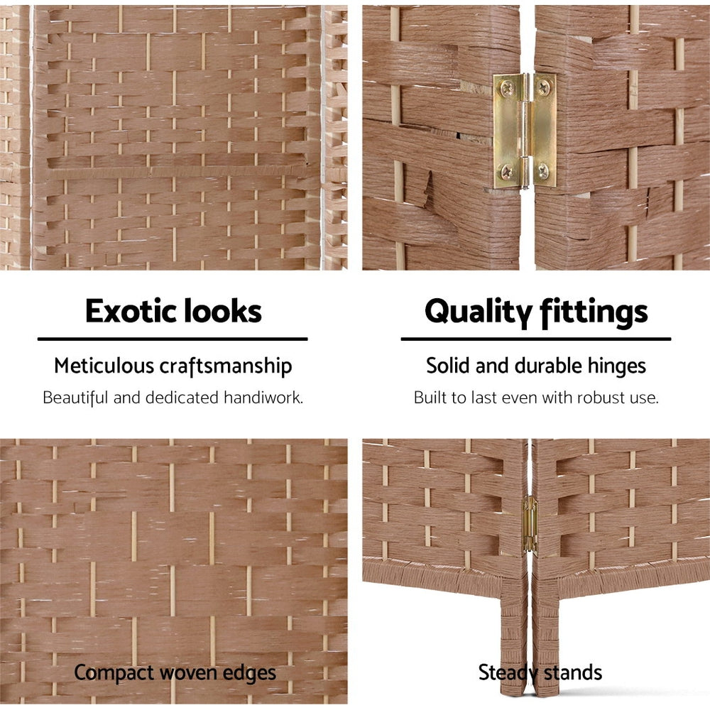 Room Dividers: Artiss 8 Panel Room Divider Screen 326x170cm Woven Natural