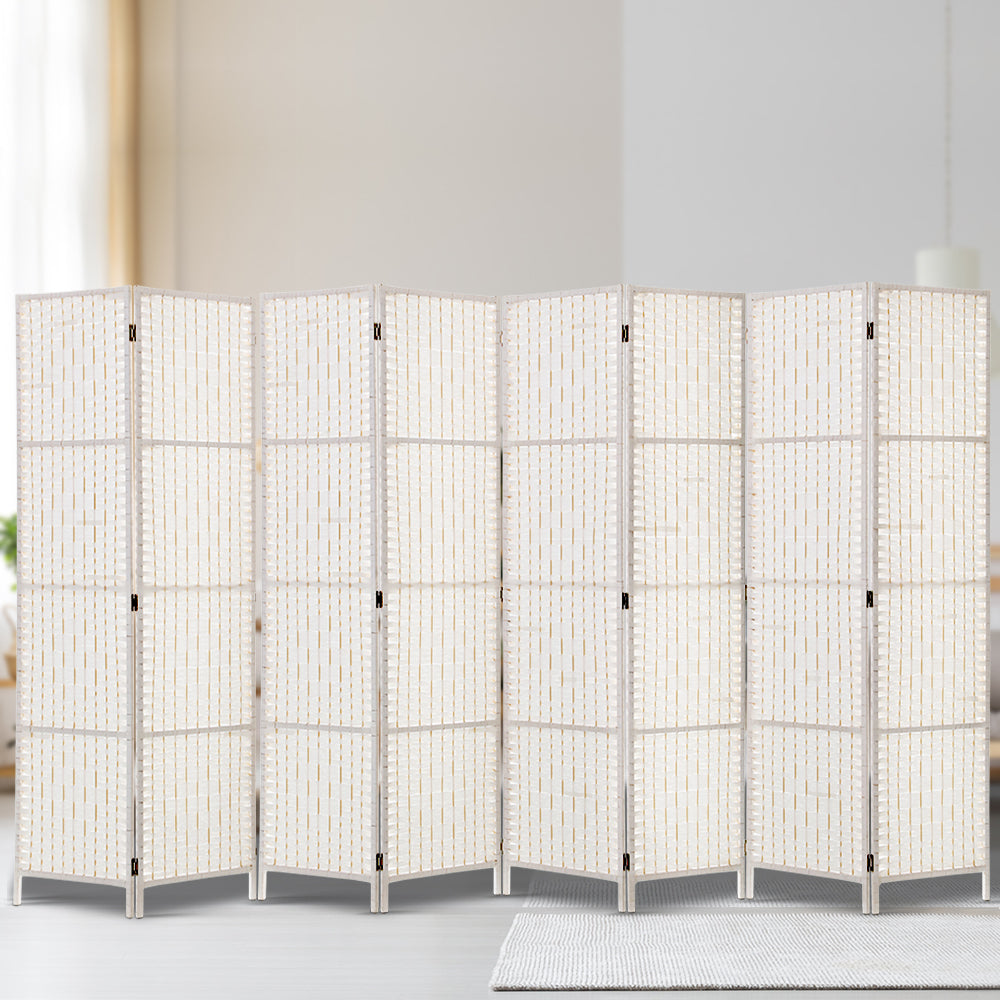 Room Dividers: Artiss 8 Panel Room Divider Screen 326x170cm Woven White