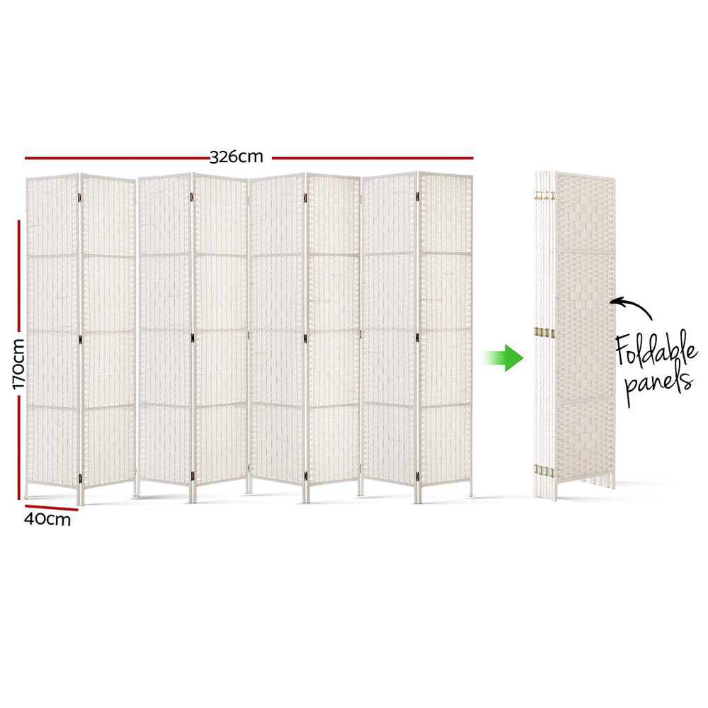 Room Dividers: Artiss 8 Panel Room Divider Screen 326x170cm Woven White