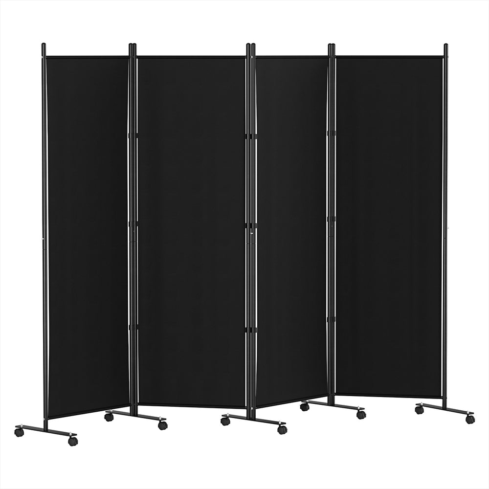 Room Dividers: Artiss 4 Panel Room Divider Screen 217cm Wheel Fabric Black