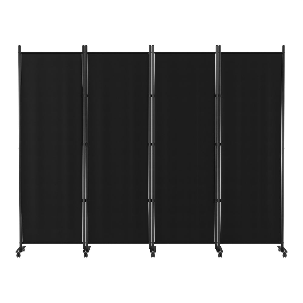 Room Dividers: Artiss 4 Panel Room Divider Screen 217cm Wheel Fabric Black