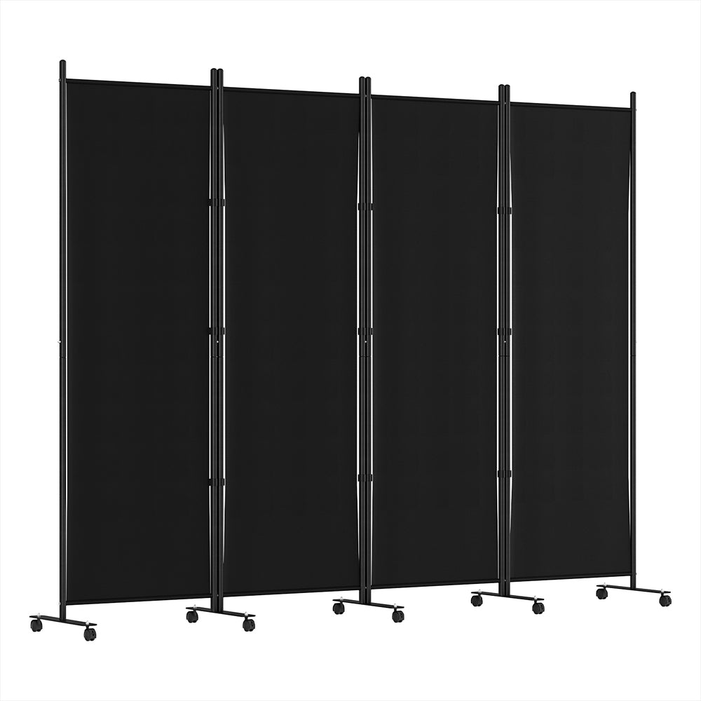 Room Dividers: Artiss 4 Panel Room Divider Screen 217cm Wheel Fabric Black