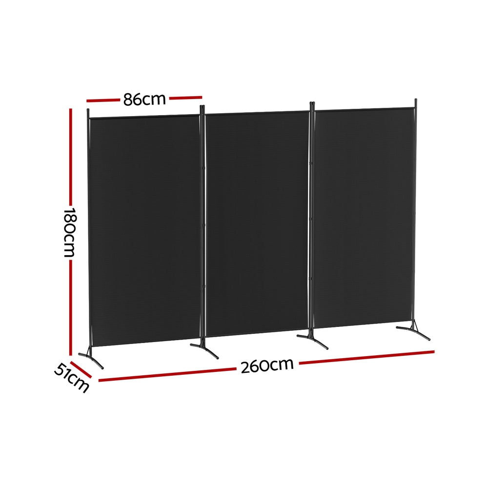 Room Dividers: Artiss 3 Panel Room Divider Screen 260x180cm Fabric Black
