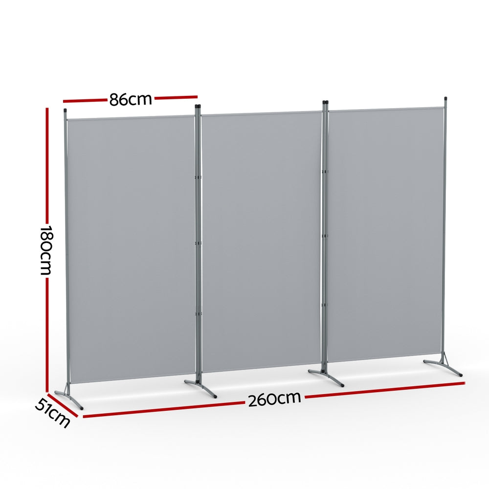 Room Dividers: Artiss 3 Panel Room Divider Screen 260x180cm Fabric Grey