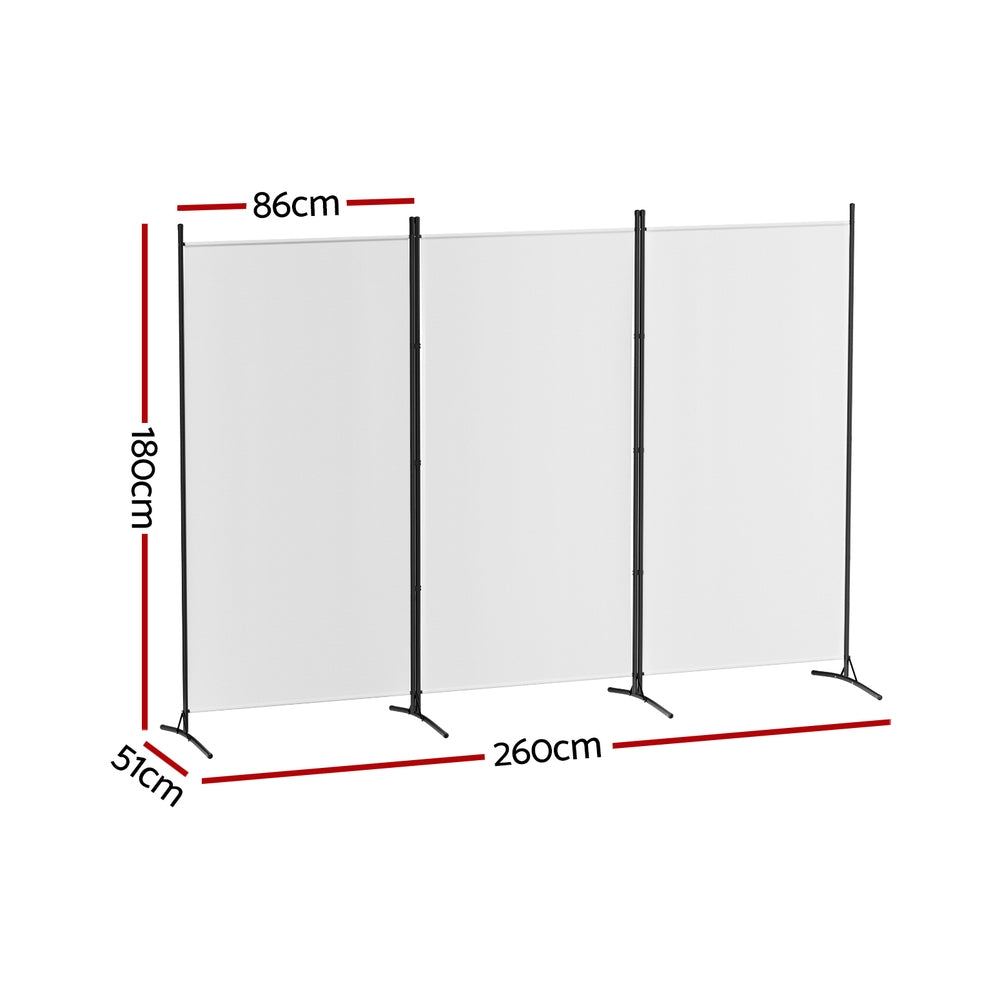 Room Dividers: Artiss 3 Panel Room Divider Screen 260x180cm Fabric White