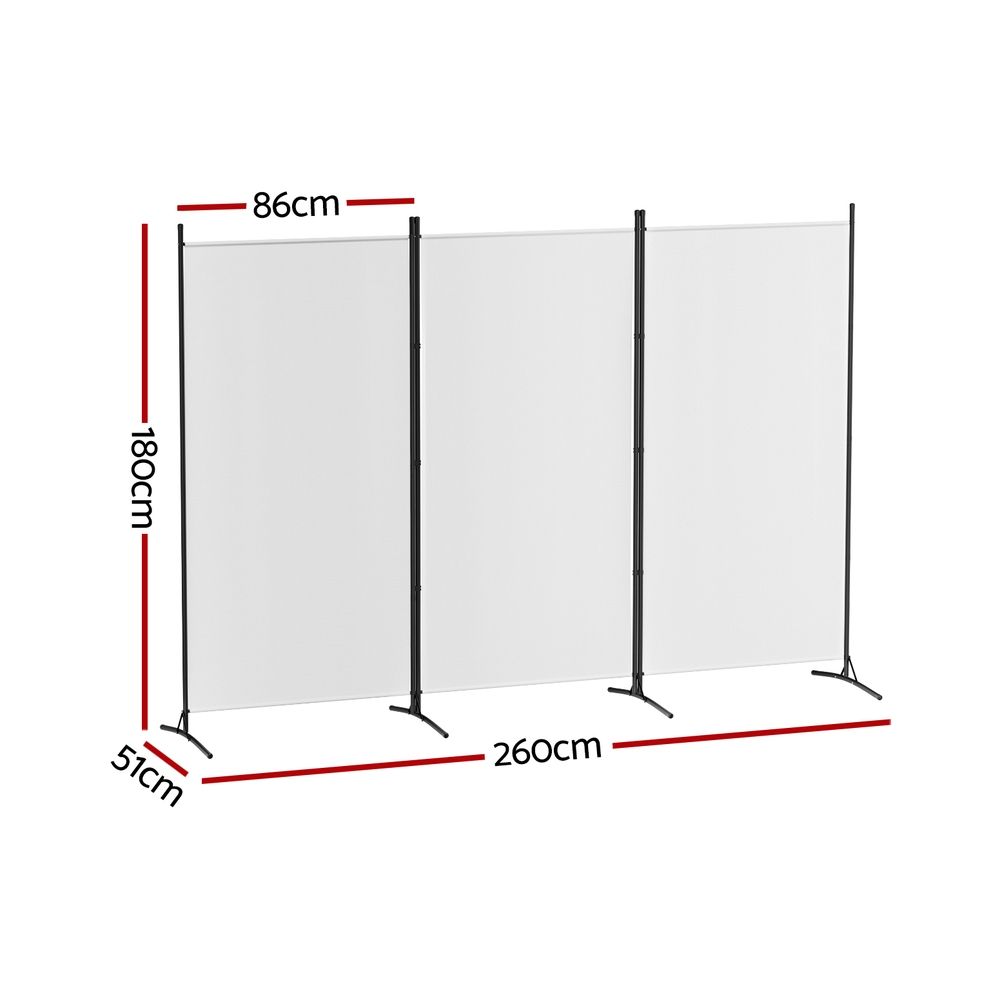 Artiss 3 Panel Room Divider Set of 2 Folding Privacy Screen Fabric Room Separator Partition White