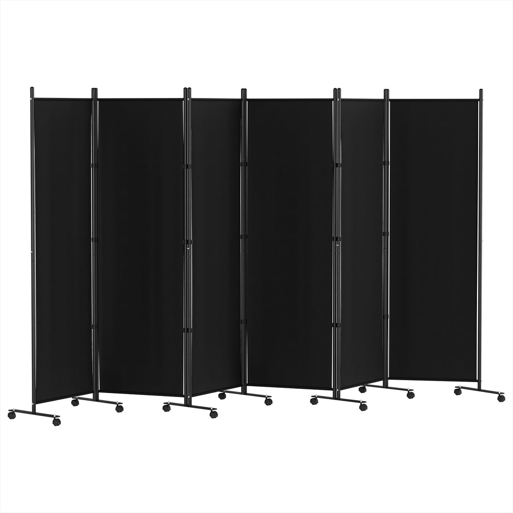 Room Dividers: Artiss 6 Panel Room Divider Screen 323cm Wheel Fabric Black