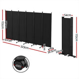 Room Dividers: Artiss 6 Panel Room Divider Screen 323cm Wheel Fabric Black