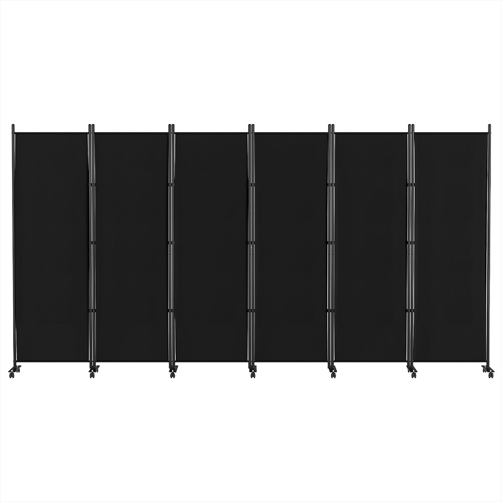 Room Dividers: Artiss 6 Panel Room Divider Screen 323cm Wheel Fabric Black