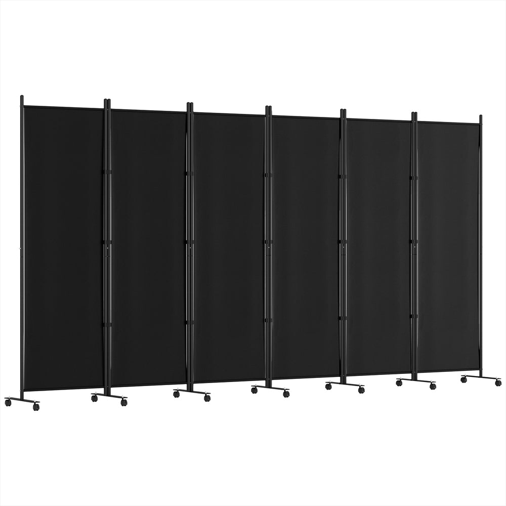 Room Dividers: Artiss 6 Panel Room Divider Screen 323cm Wheel Fabric Black