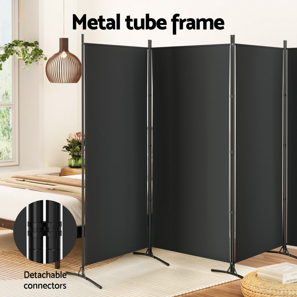 Room Dividers: Artiss 4 Panel Room Divider Screen 345x180cm Fabric Black
