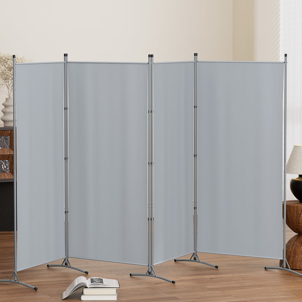 Room Dividers: Artiss 4 Panel Room Divider Screen 345x180cm Fabric Grey