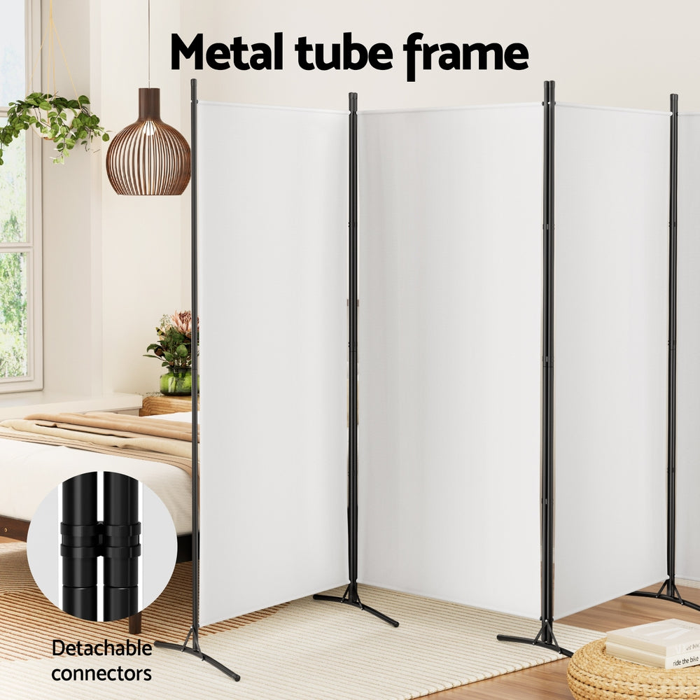 Room Dividers: Artiss 4 Panel Room Divider Screen 345x180cm Fabric White